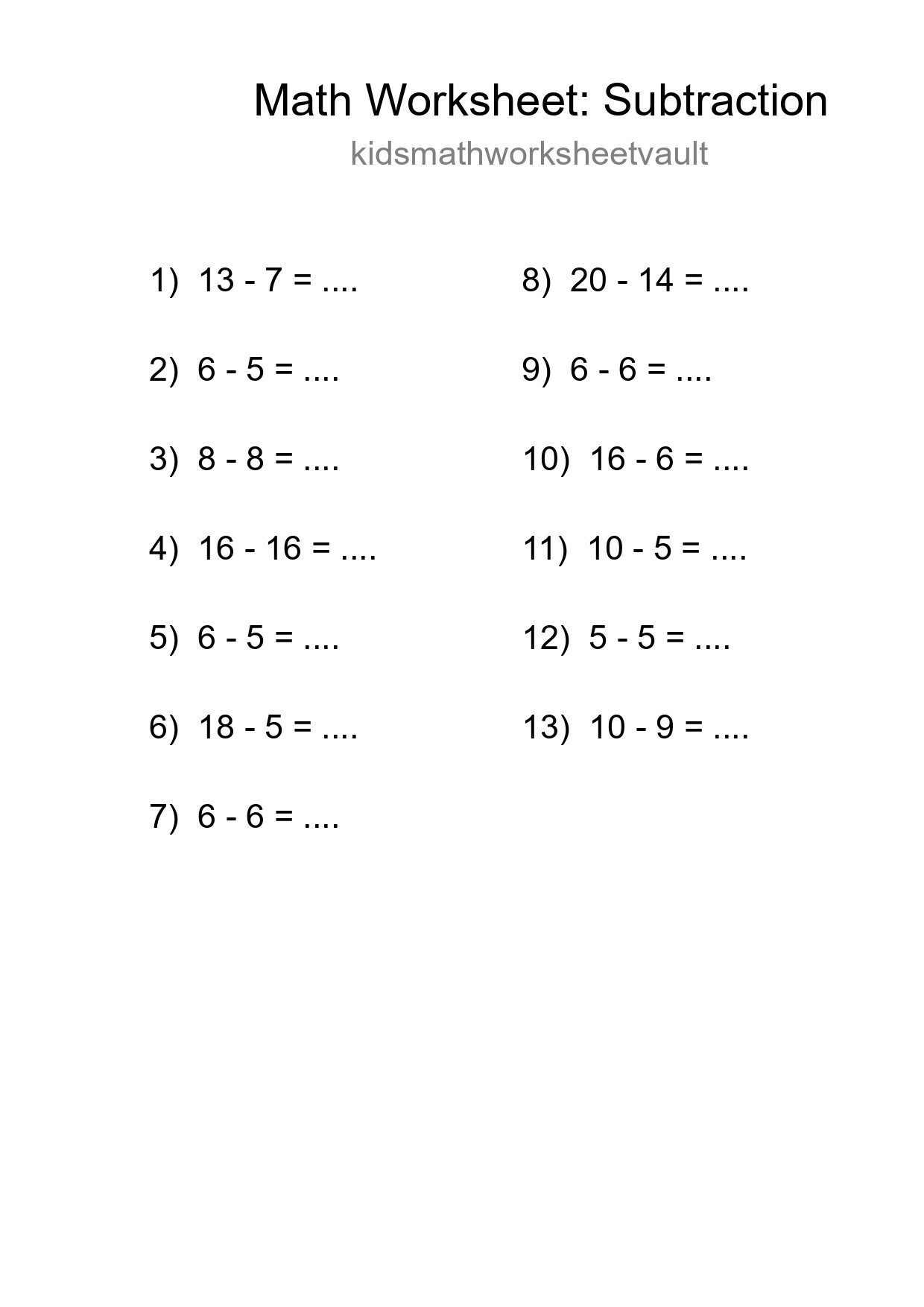 Free 13 Subtraction Math Worksheet For Grade 2 With Answers - Part 195