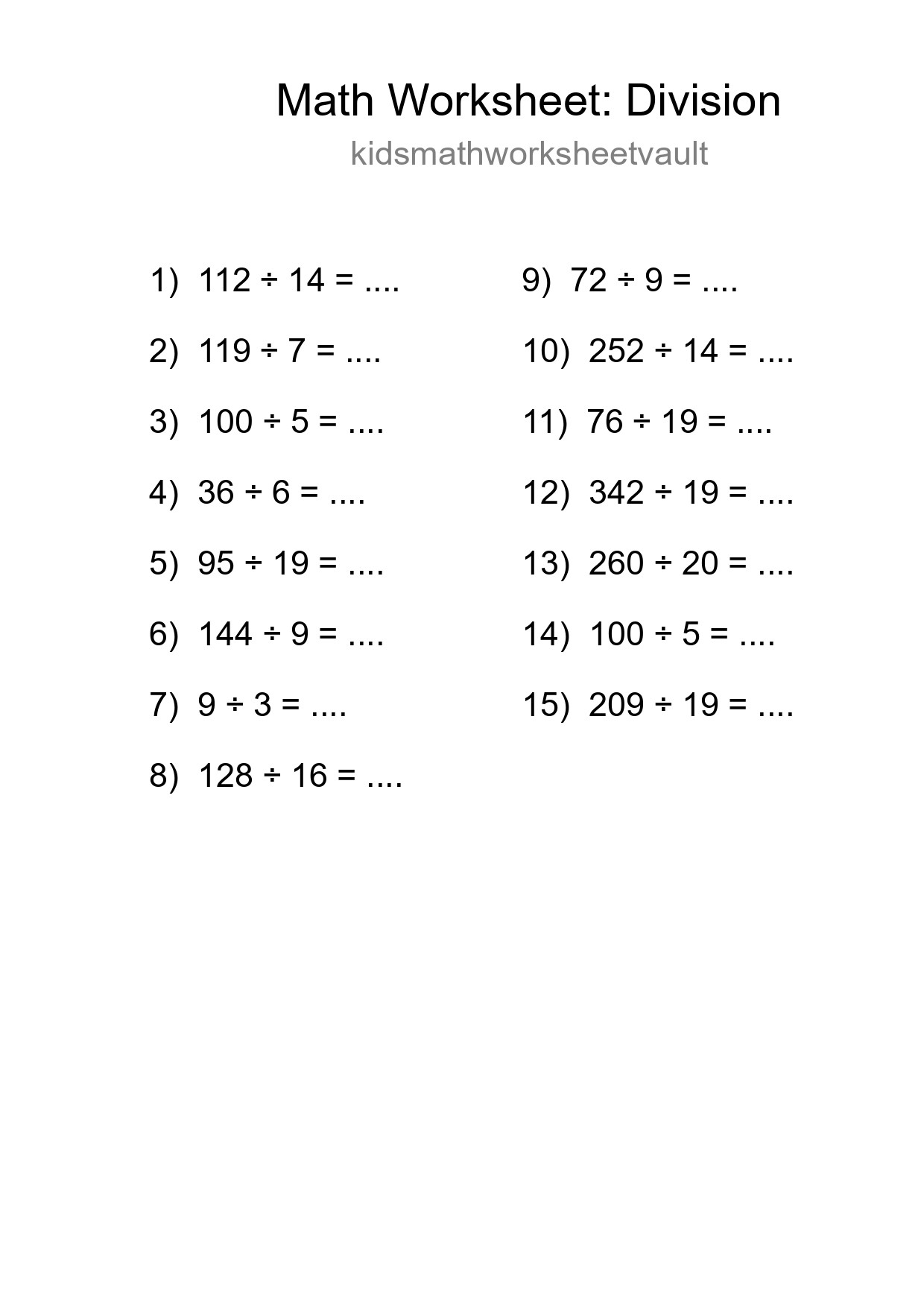Free 15 Division Math Worksheet For Grade 2 With Answers - Part 147