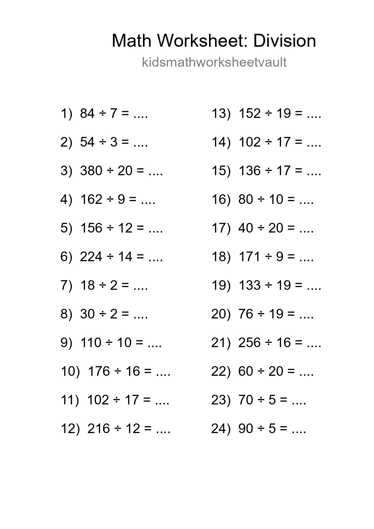 Free 24 Division Math Worksheet For Grade 2 - Part 235