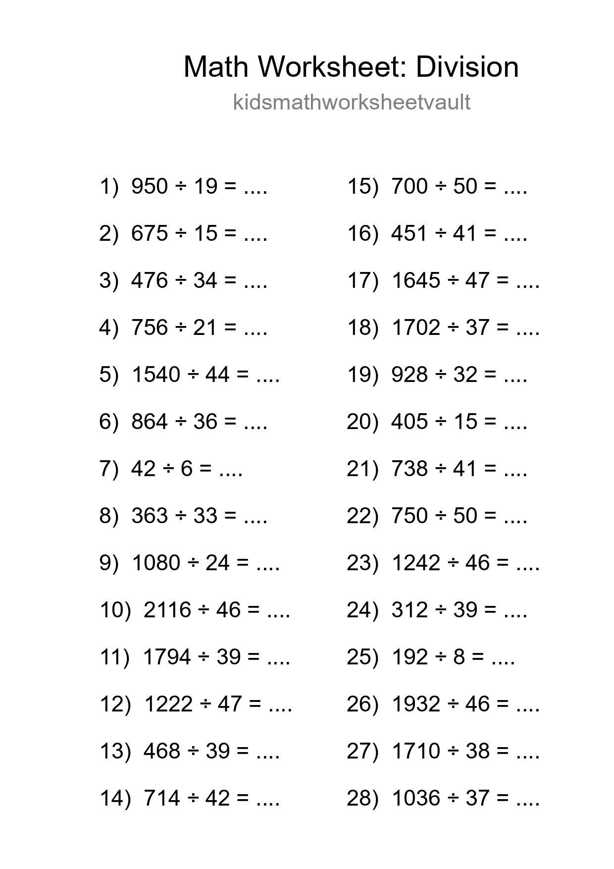 Free 28 Division Math Worksheet For Grade 2 With Answers - Part 257