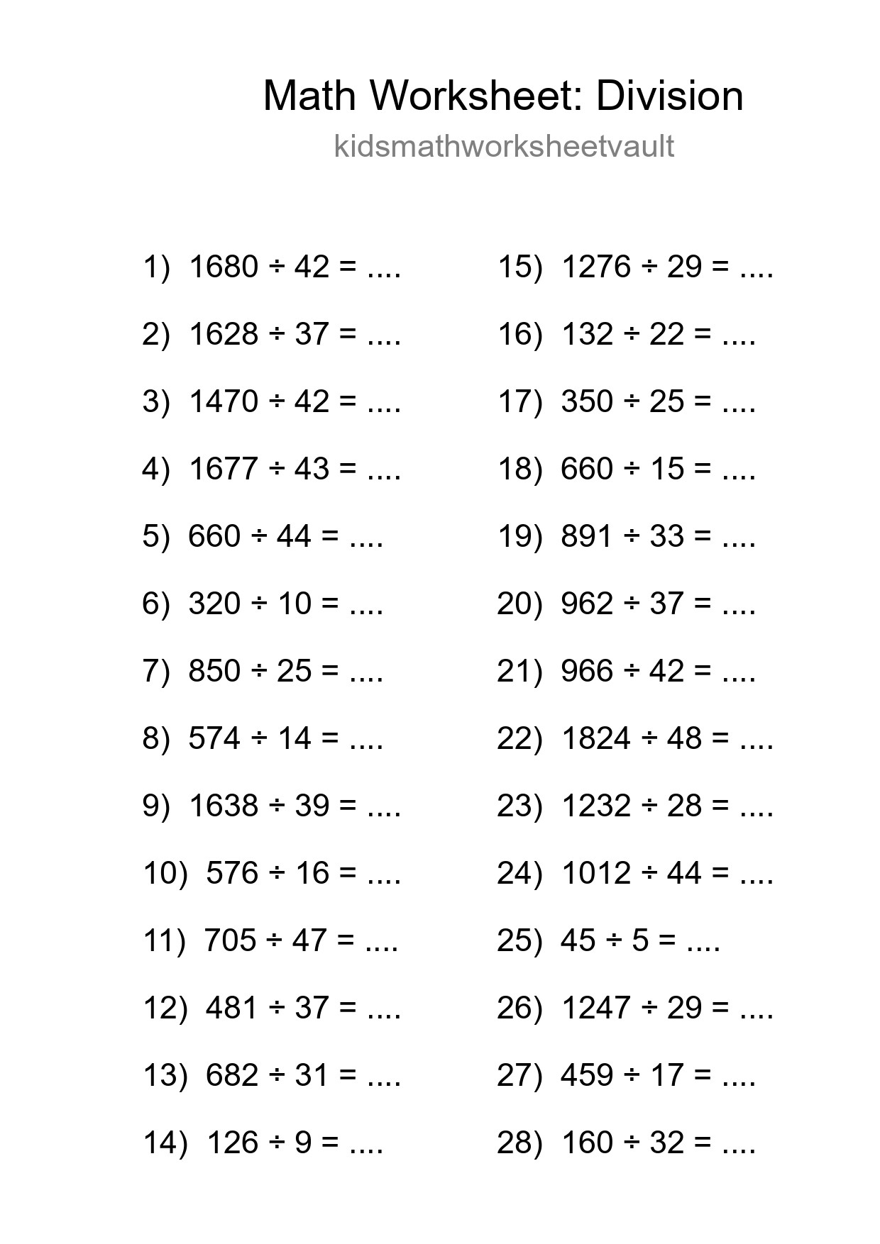 Free 28 Division Math Worksheet For Grade 2 With Answers - Part 290