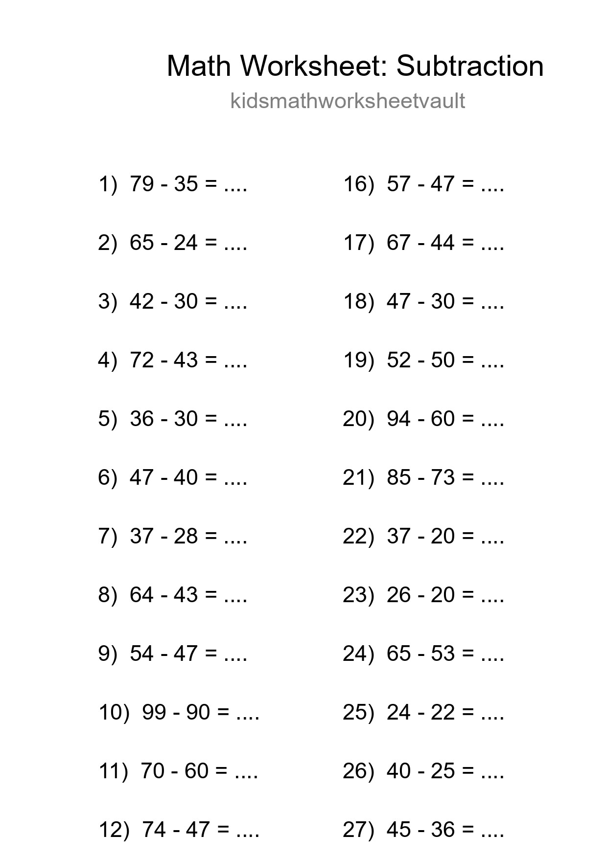 Free 29 Subtraction Math Worksheet For Grade 3 With Answers - Part 162