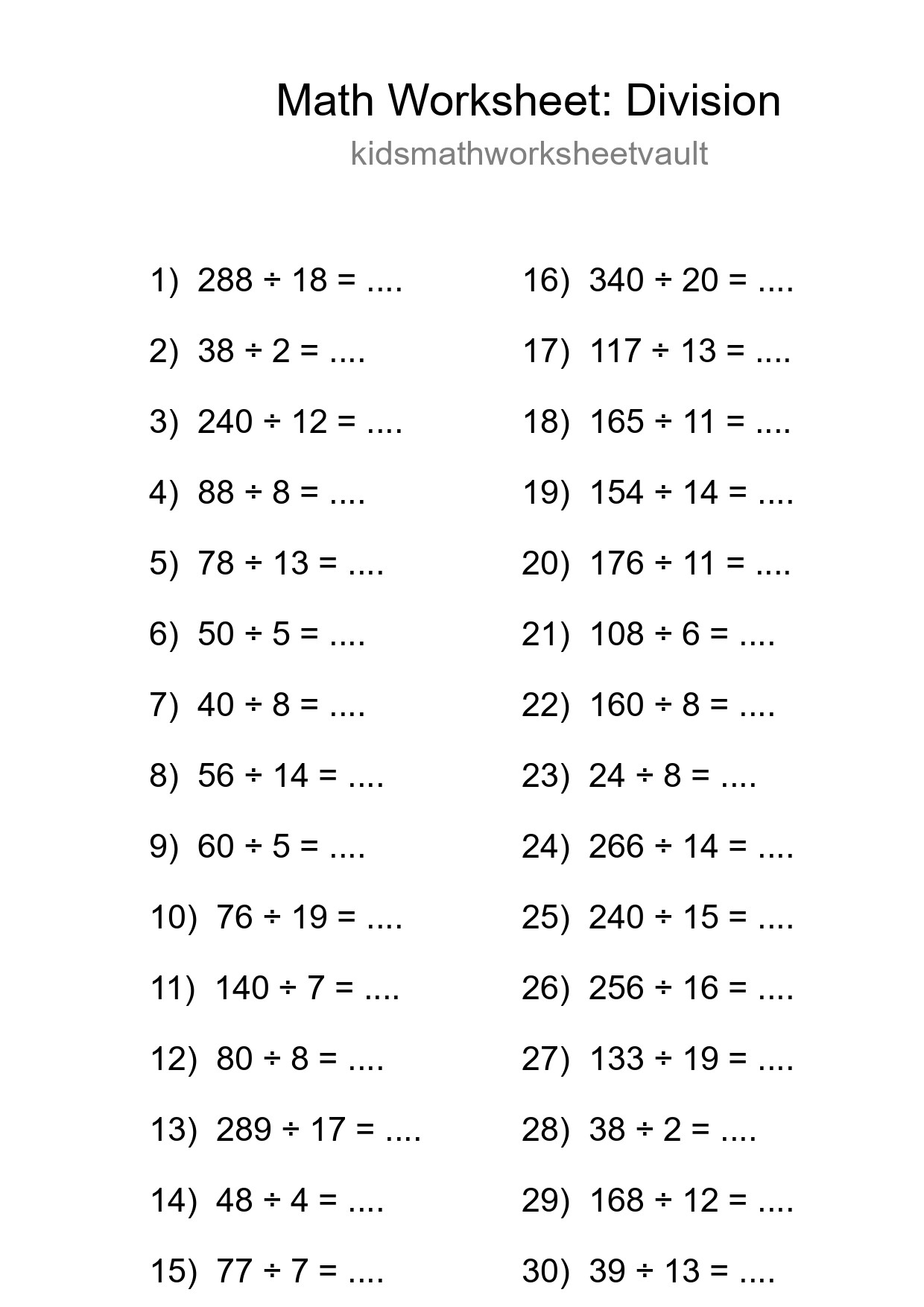 Free 30 Division Math Worksheet For Grade 2 - Part 158