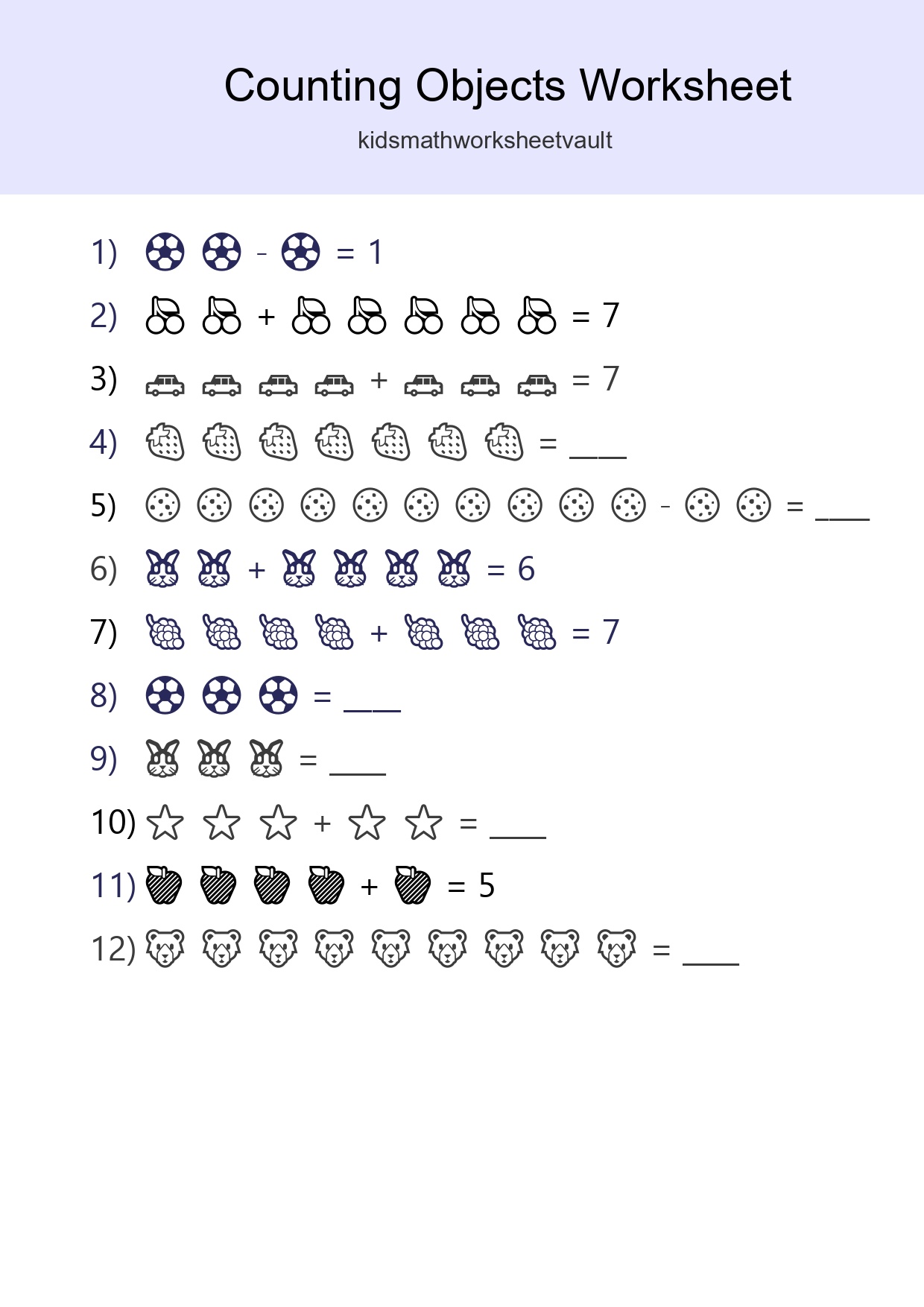 Free Counting Objects Worksheet For Kindergarten - Part 102