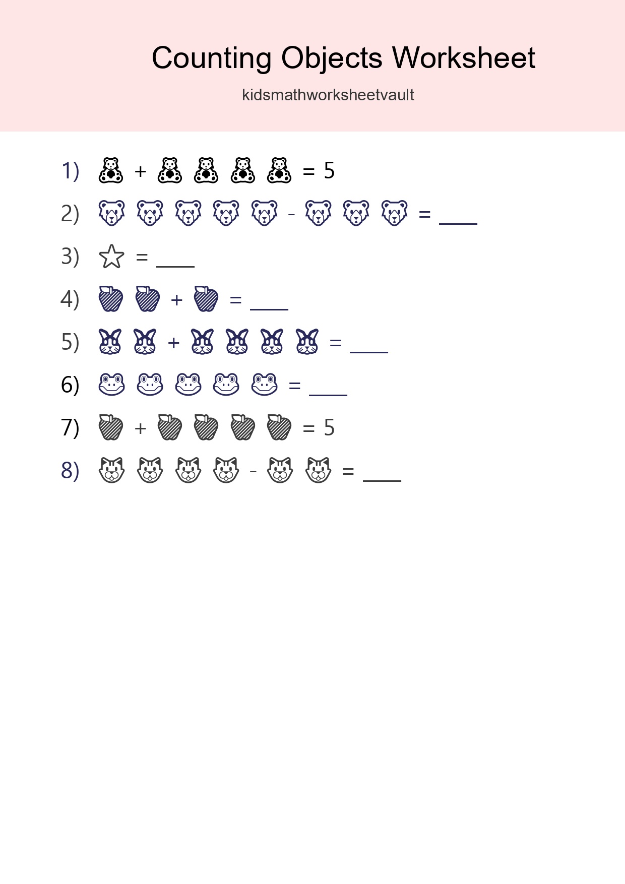 Free Counting Objects Worksheet For Kindergarten - Part 14