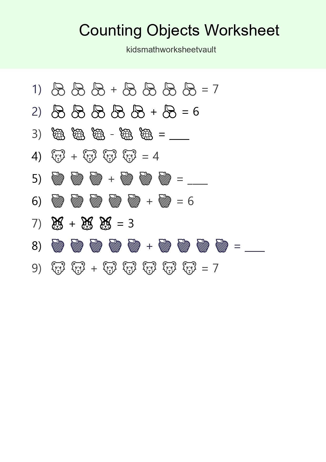 Free Counting Objects Worksheet For Kindergarten - Part 168