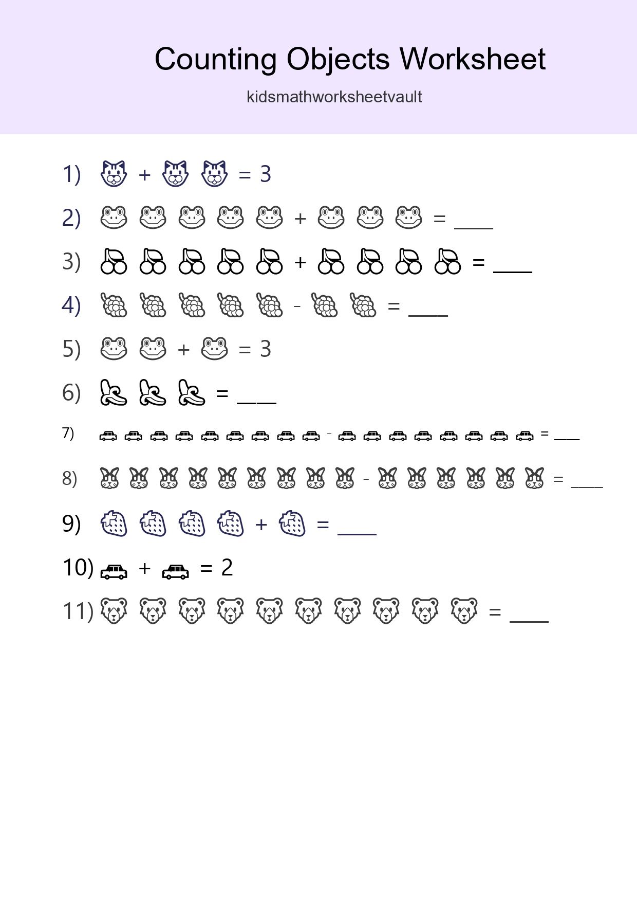 Free Counting Objects Worksheet For Kindergarten - Part 190