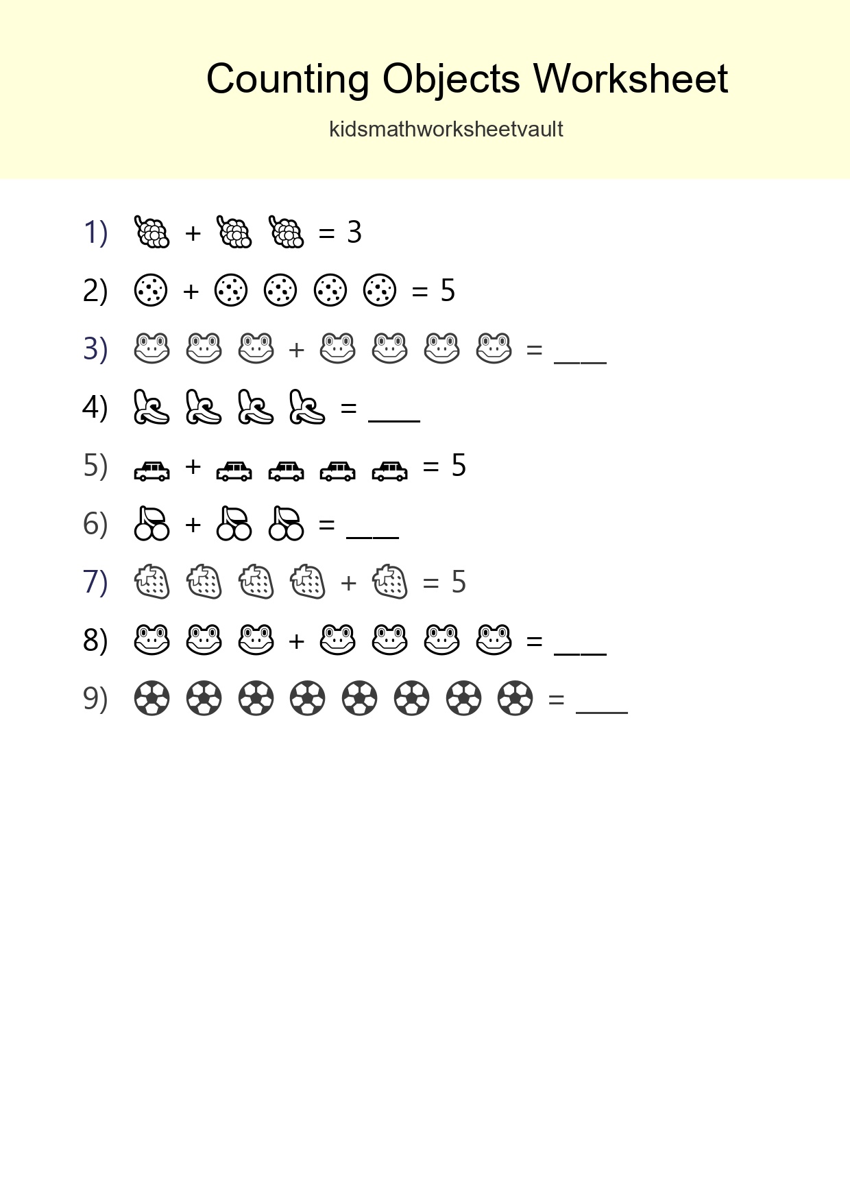 Free Counting Objects Worksheet For Kindergarten - Part 91