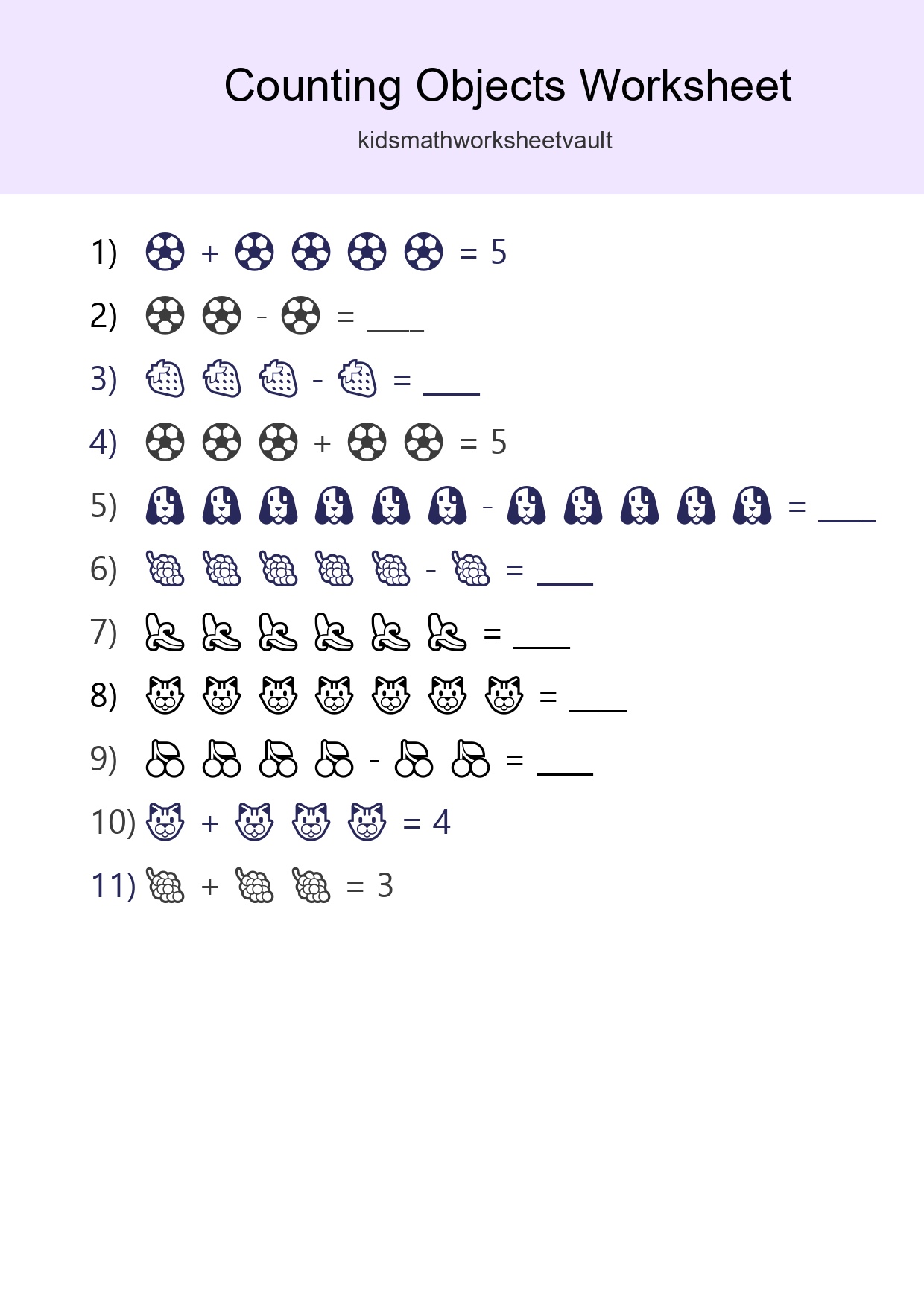 Free Counting Objects Worksheet For Kindergarten Printable - Part 124