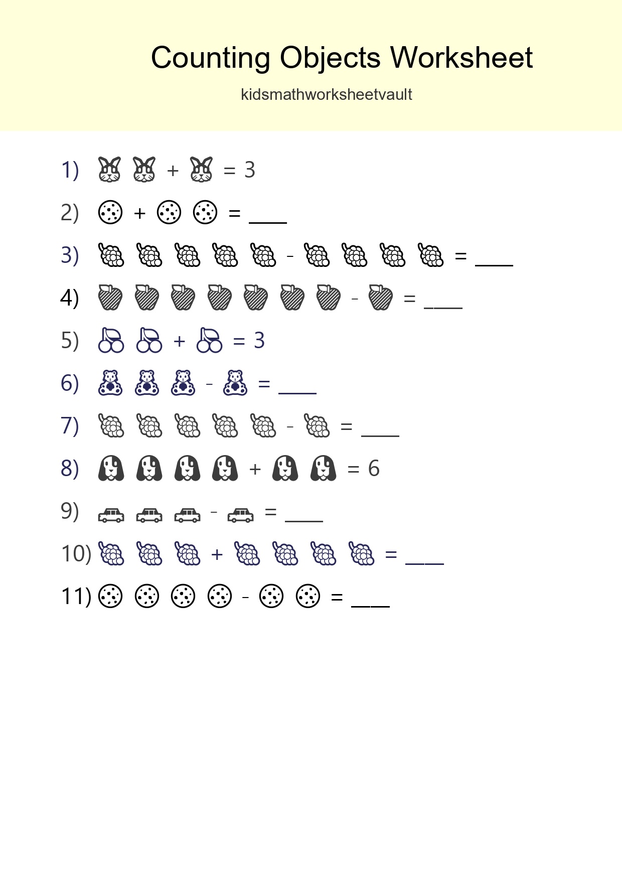 Free Counting Objects Worksheet For Kindergarten Printable - Part 135