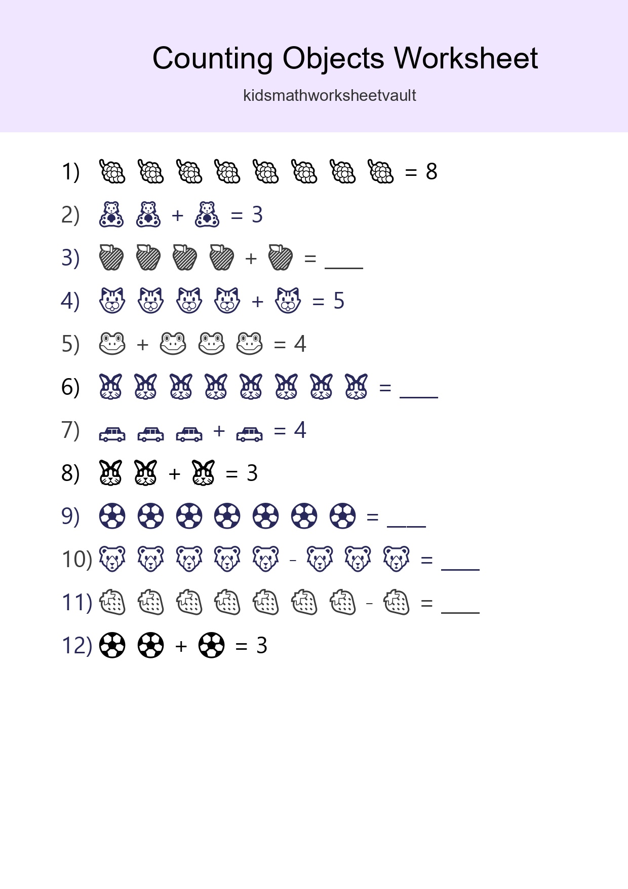 Free Counting Objects Worksheet For Kindergarten Printable - Part 146