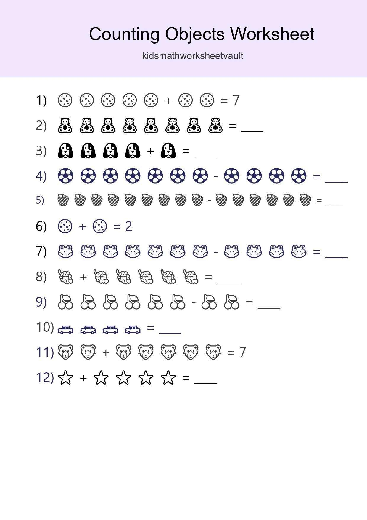 Free Counting Objects Worksheet For Kindergarten Printable - Part 179