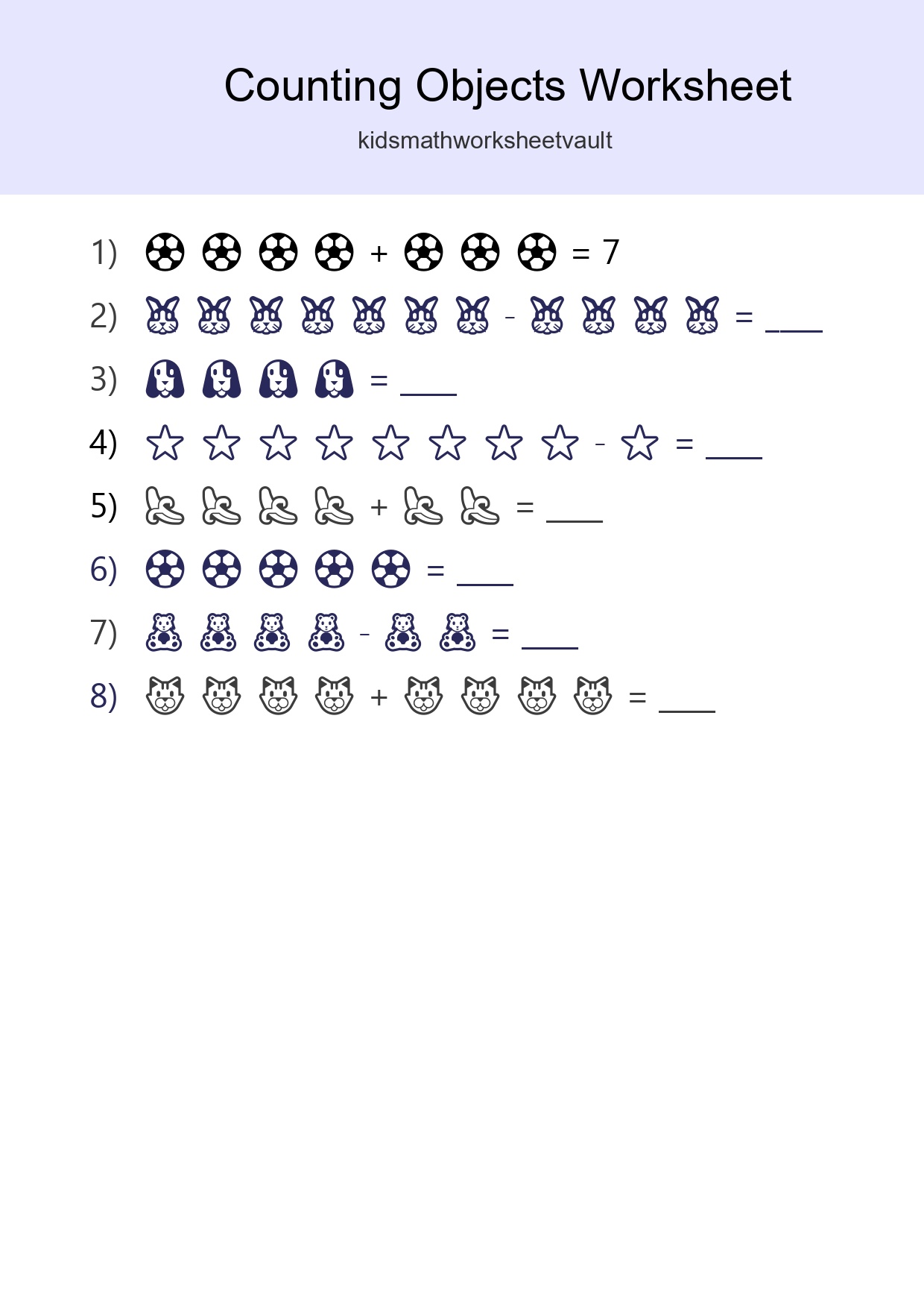 Free Counting Objects Worksheet For Kindergarten Printable - Part 25