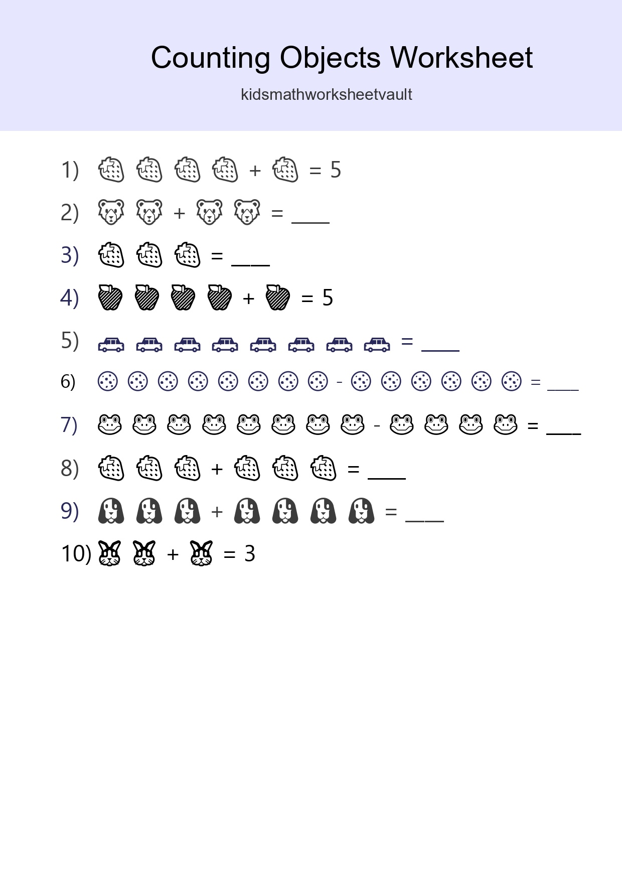 Free Counting Objects Worksheet For Kindergarten Printable - Part 256