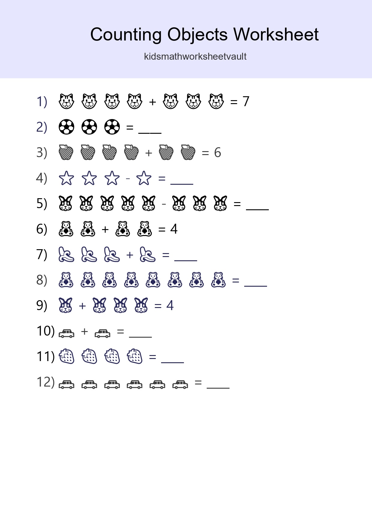 Free Counting Objects Worksheet For Kindergarten Printable - Part 267