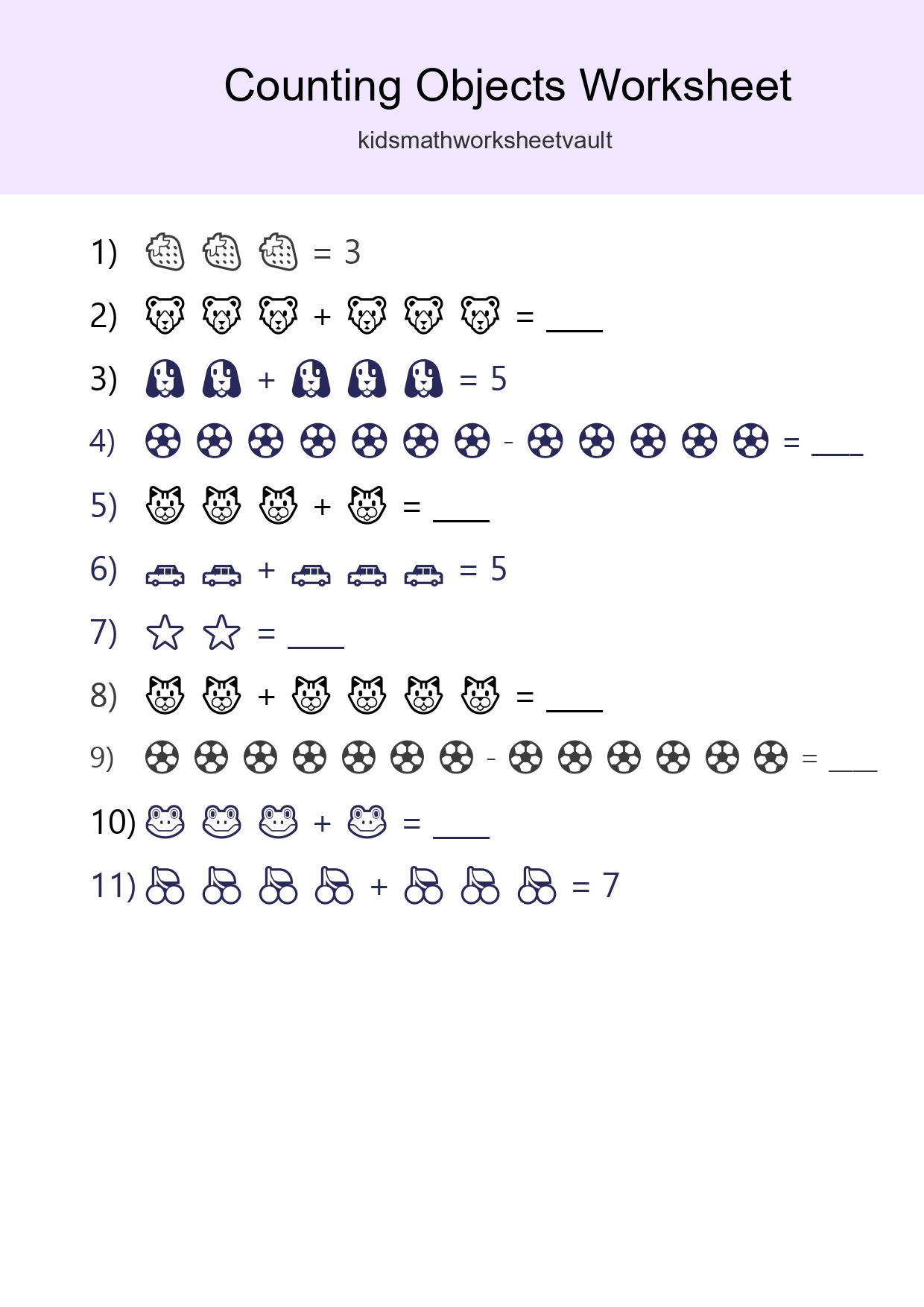 Free Counting Objects Worksheet For Kindergarten Printable - Part 36