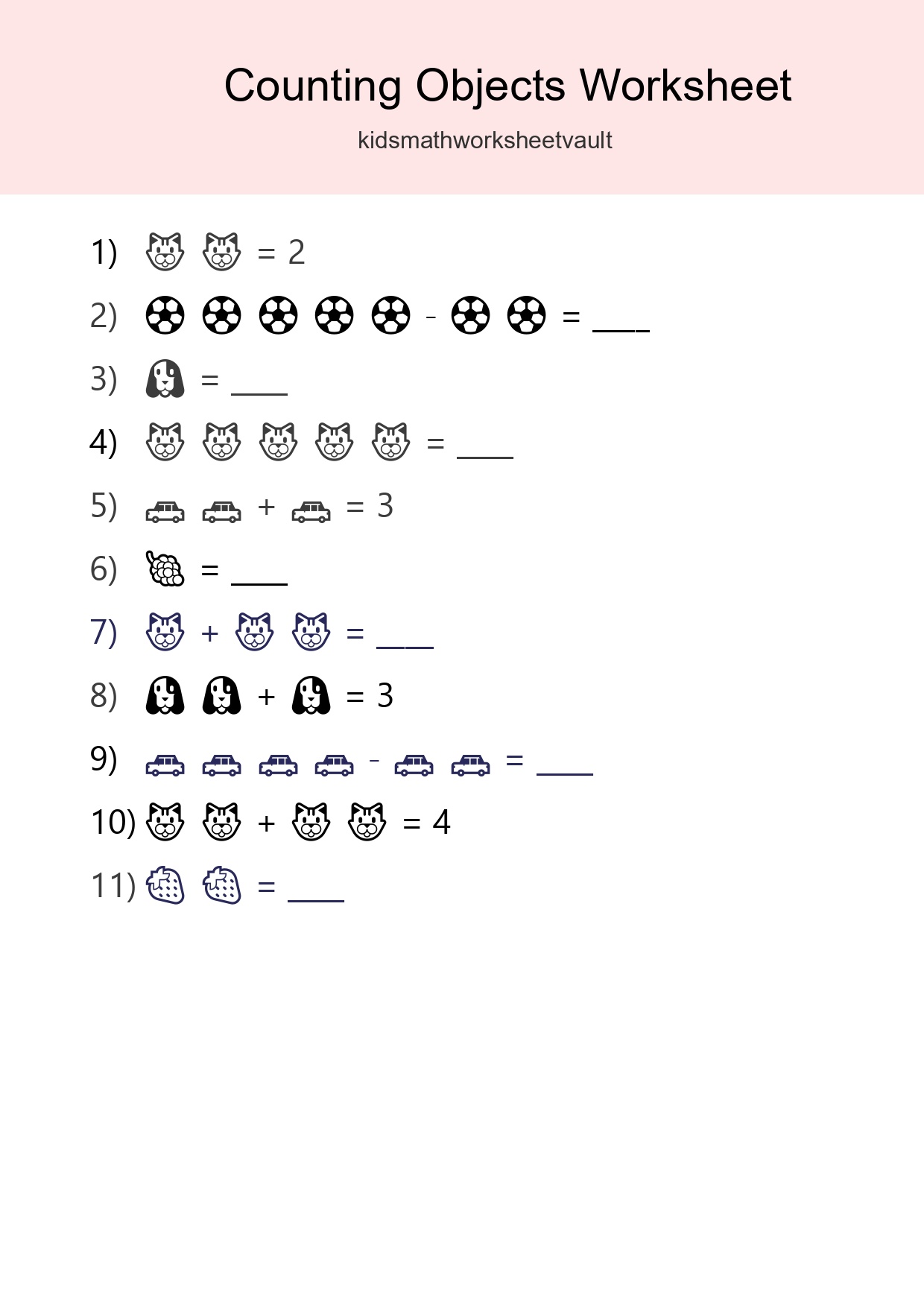Free Counting Objects Worksheet For Pre-K - Part 201