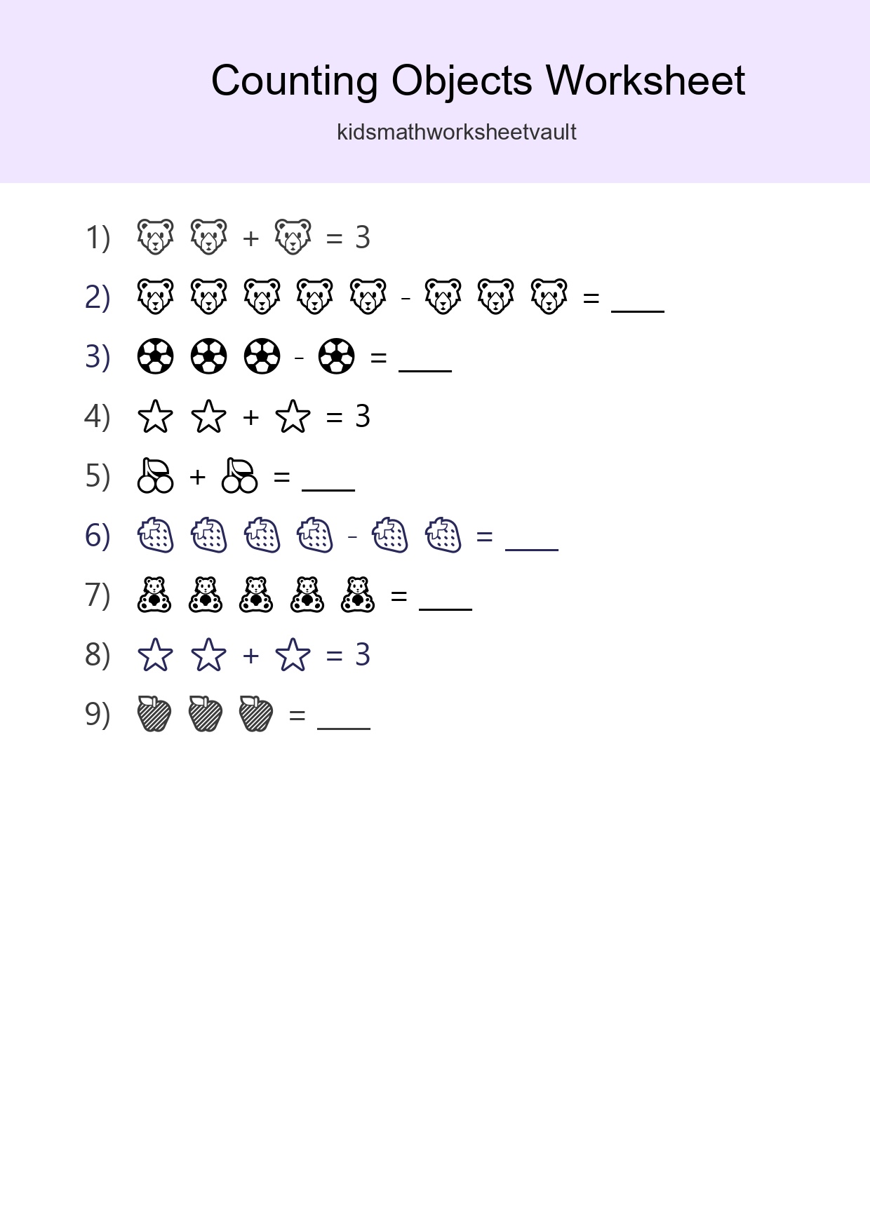 Free Counting Objects Worksheet For Pre-K Printable - Part 300