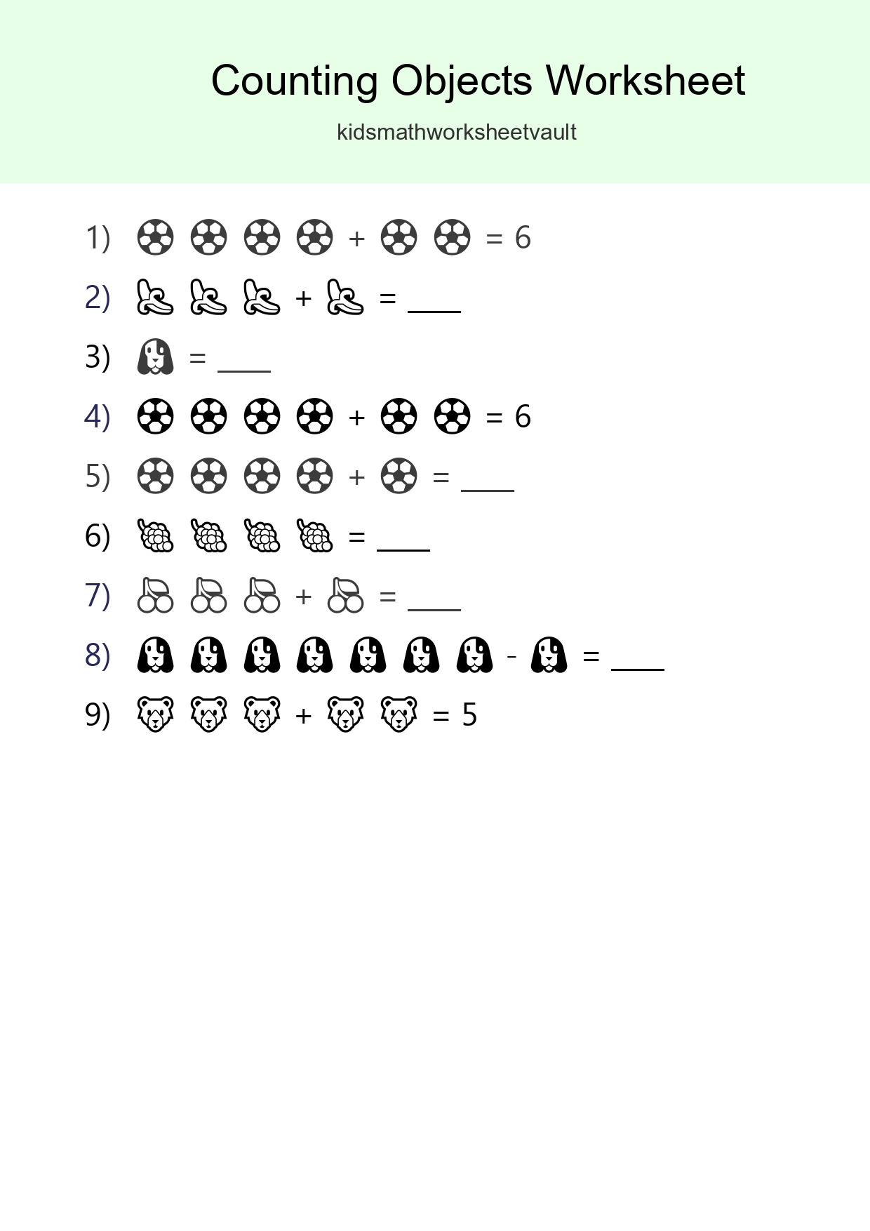 Kindergarten Count The Objects Worksheet - Part 157