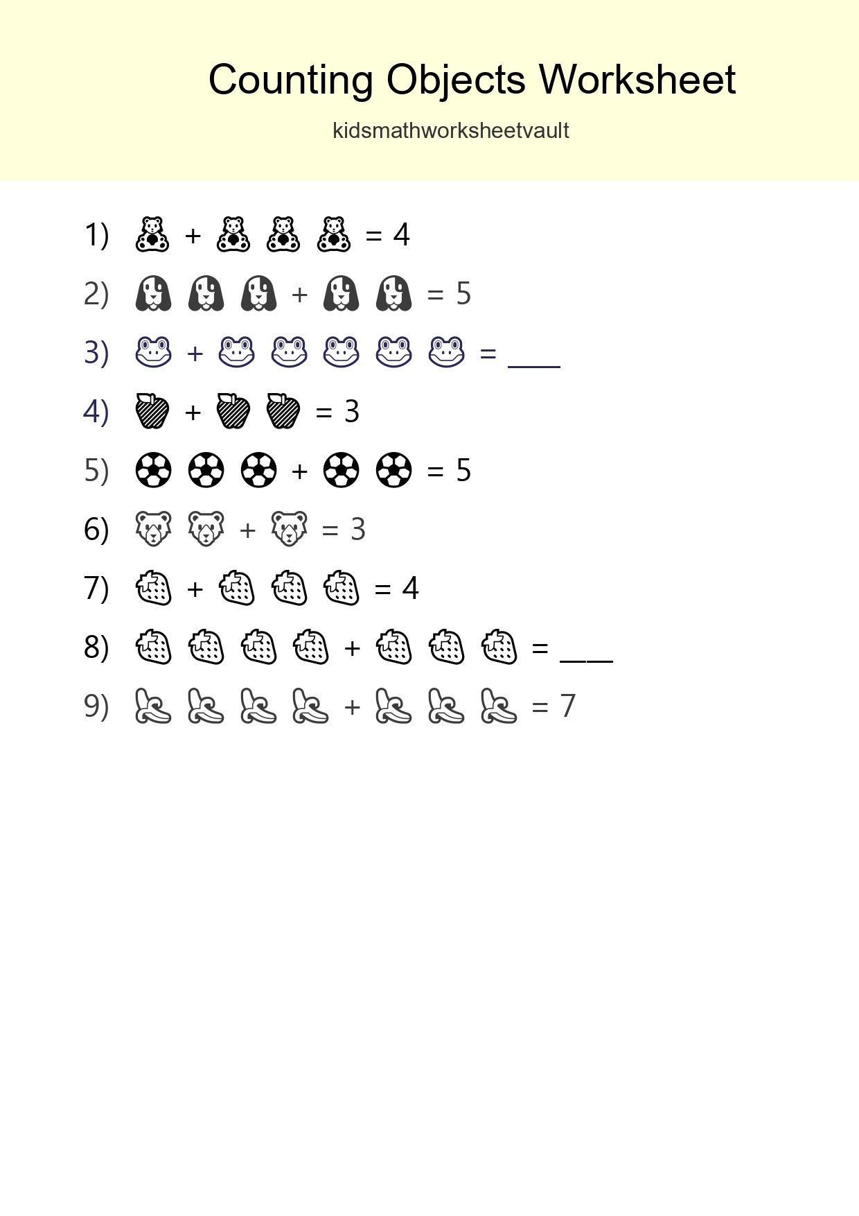 Kindergarten Count The Objects Worksheet - Part 212