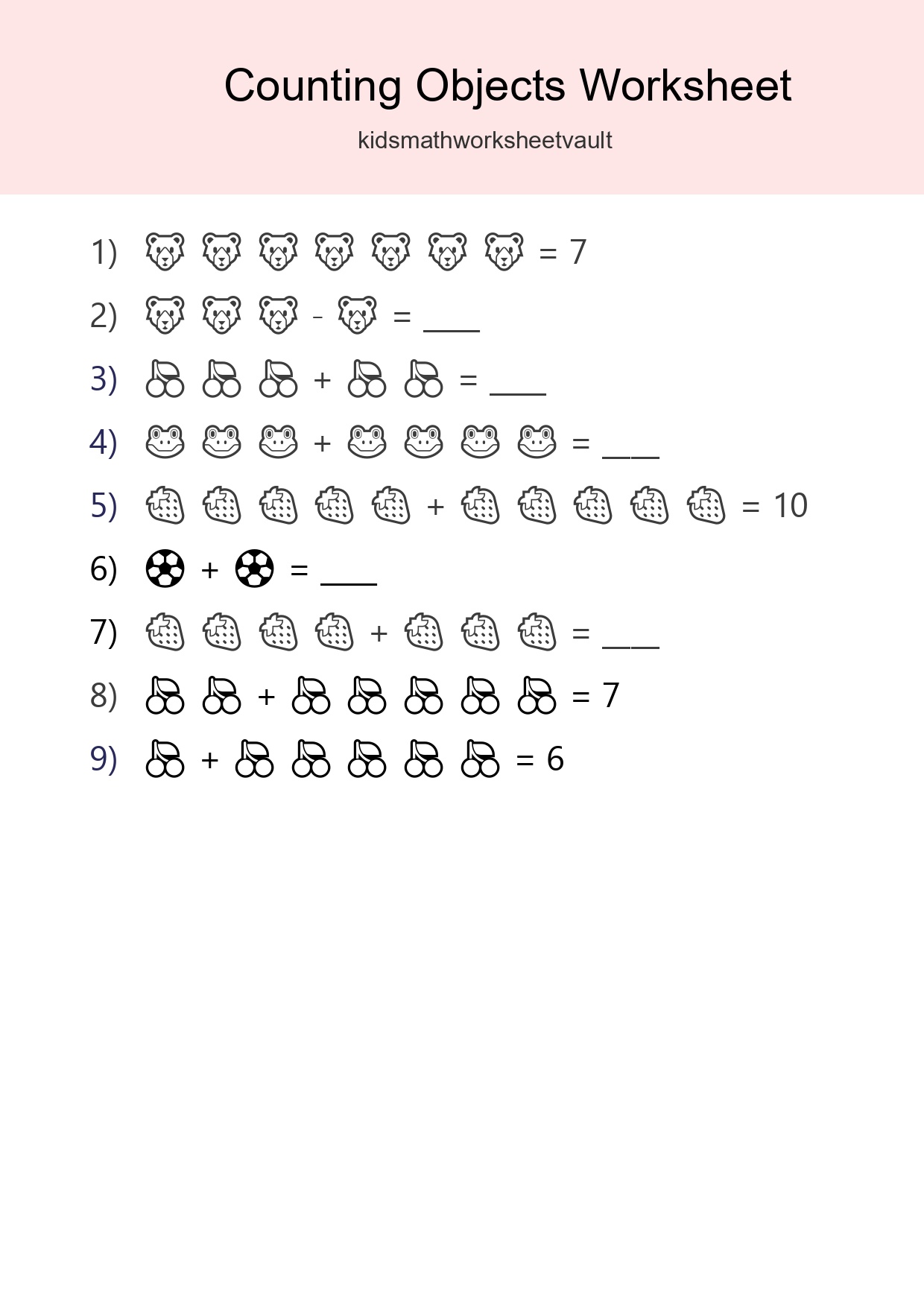Learn Counting With Pictures Worksheet (Kindergarten) - Part 223