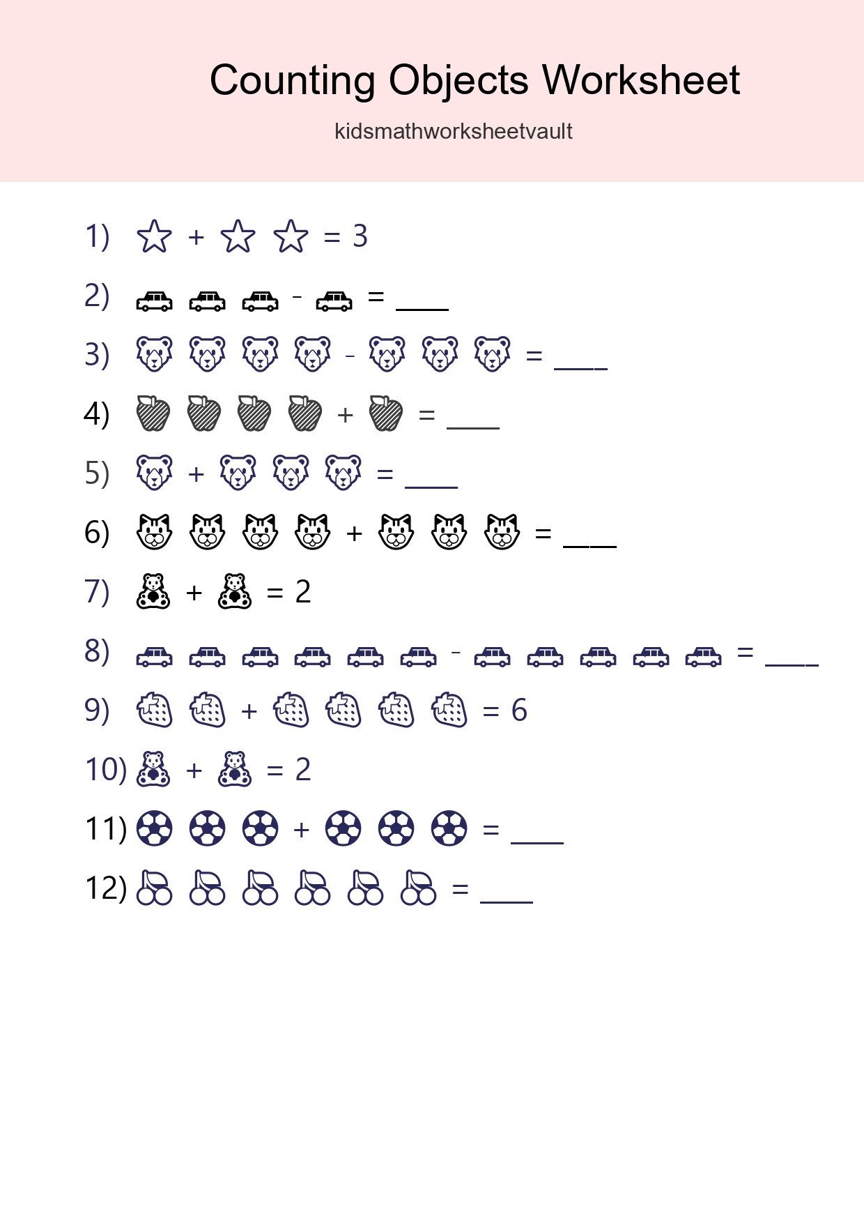 Learn Counting With Pictures Worksheet (Kindergarten) - Part 234