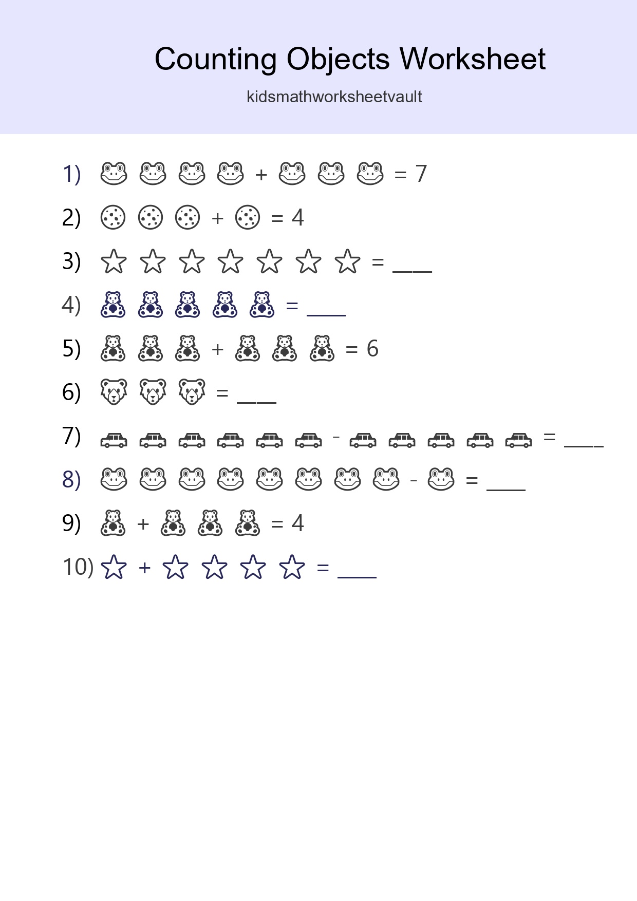Learn Counting With Pictures Worksheet (Kindergarten) - Part 278