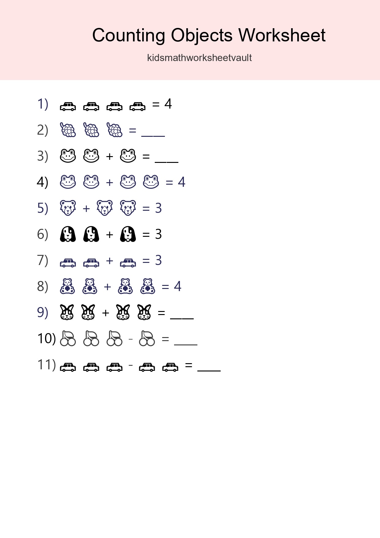 Pre-K Count The Objects Worksheet - Part 289